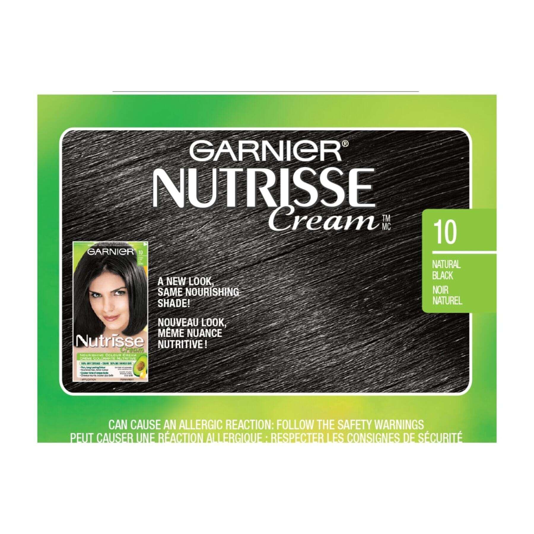 garnier hair dye nutrisse cream 10 natural black 0770103447018 swatch
